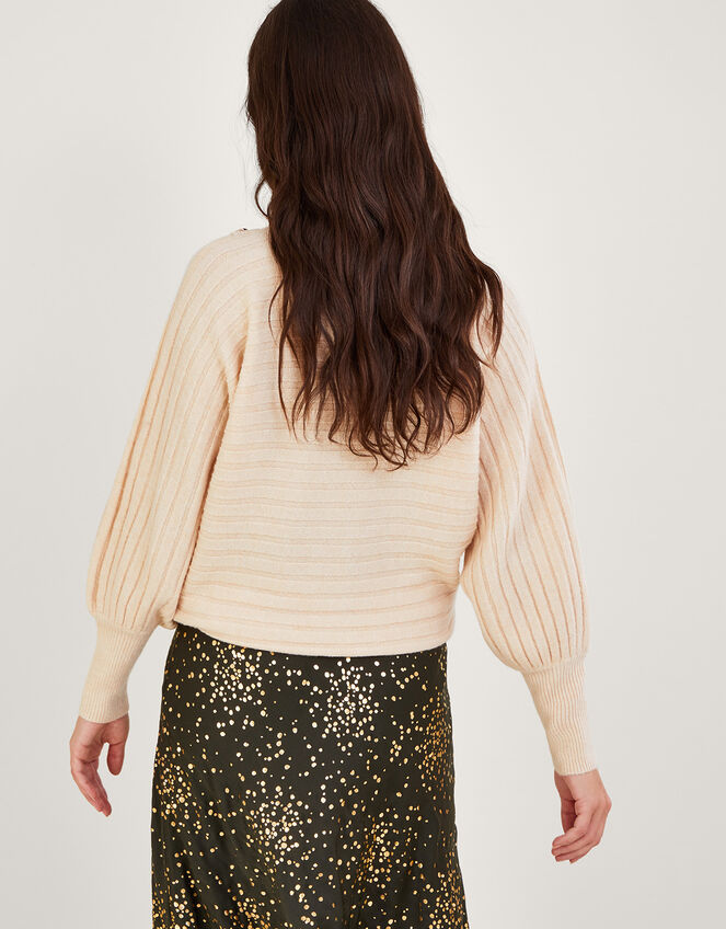 Horizontal Rib Jumper with Recycled Polyester, Camel (OATMEAL), large