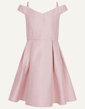 Duchess Twill Bardot Prom Dress, Pink (PINK), large