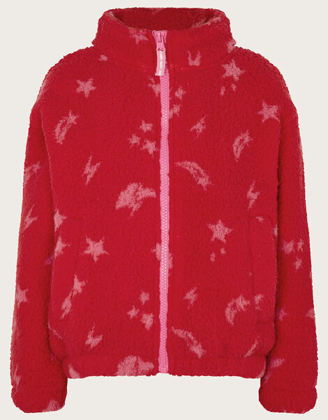 Star Print Teddy Fleece, Red (RED), large