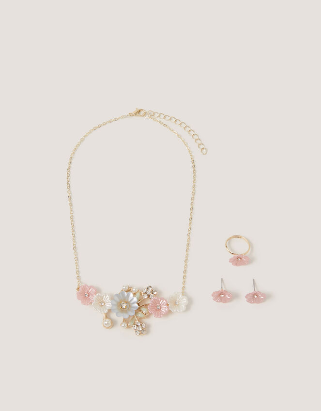 Pearly Flower Jewellery Set, , large