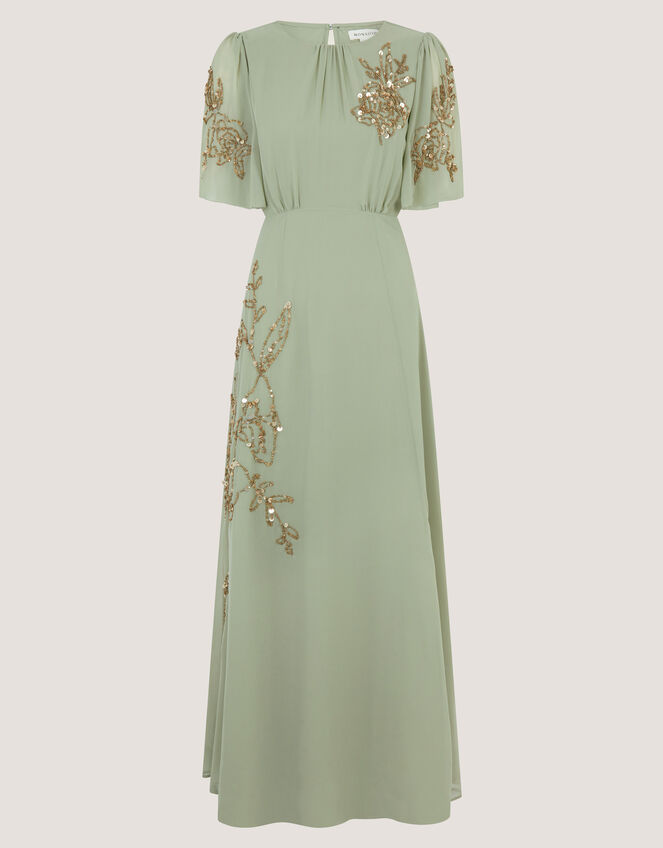 Skyler Floral Embellished Maxi Dress, Green (SAGE), large