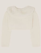 Baby Detachable Collar Fuzzy Cardigan, Ivory (IVORY), large