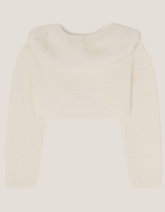 Baby Detachable Collar Fuzzy Cardigan, Ivory (IVORY), large