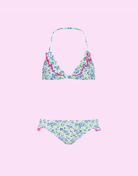 Sunuva Vintage Ditsy Floral Bikini Set, Blue (BLUE), large