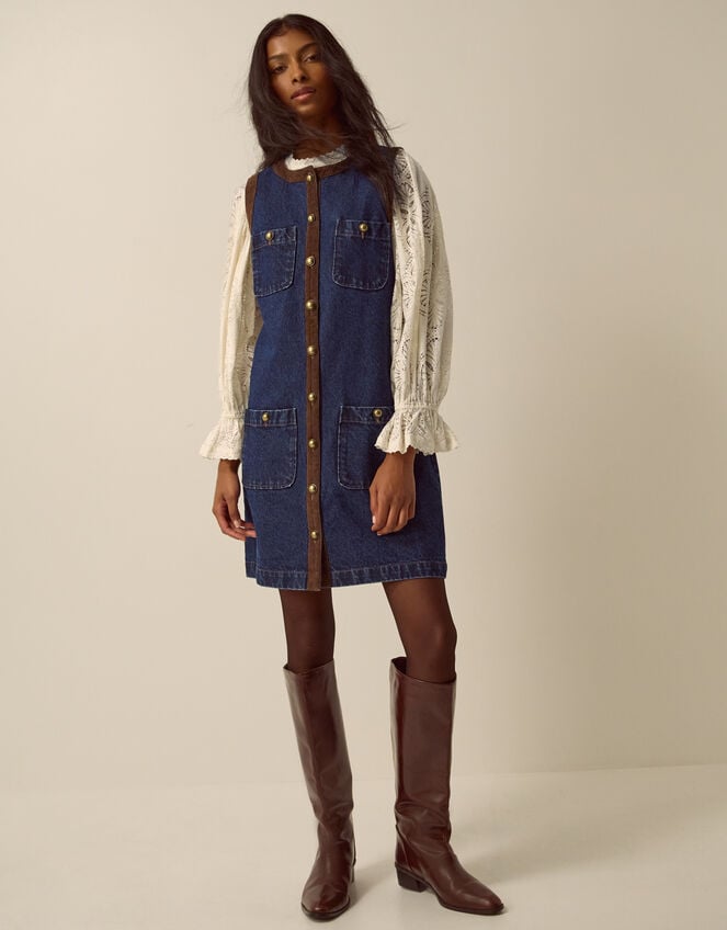 Hanna Denim Mini Shift Dress, Blue (INDIGO), large