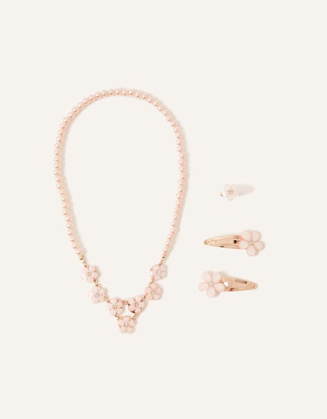 Gem Flower Pearl Jewellery Set, , large