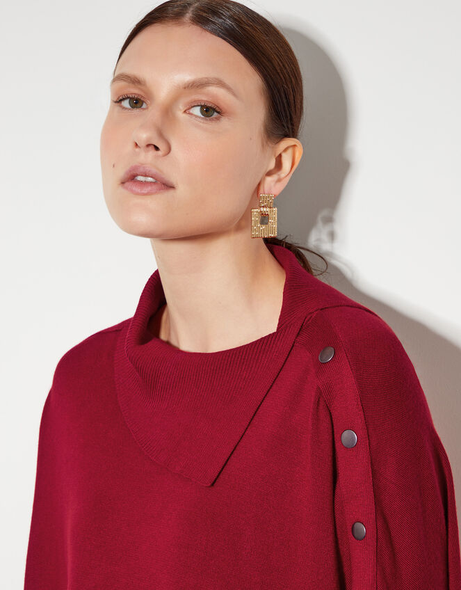 Beth Button Detail Sweater, Red (RED), large