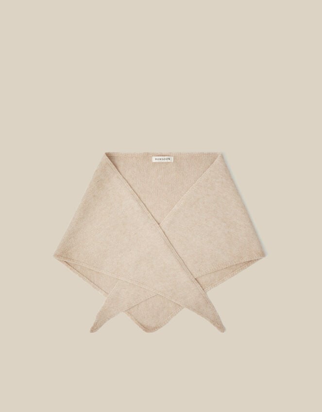 Fae Knitted Triangle Scarf, Natural (NATURAL), large