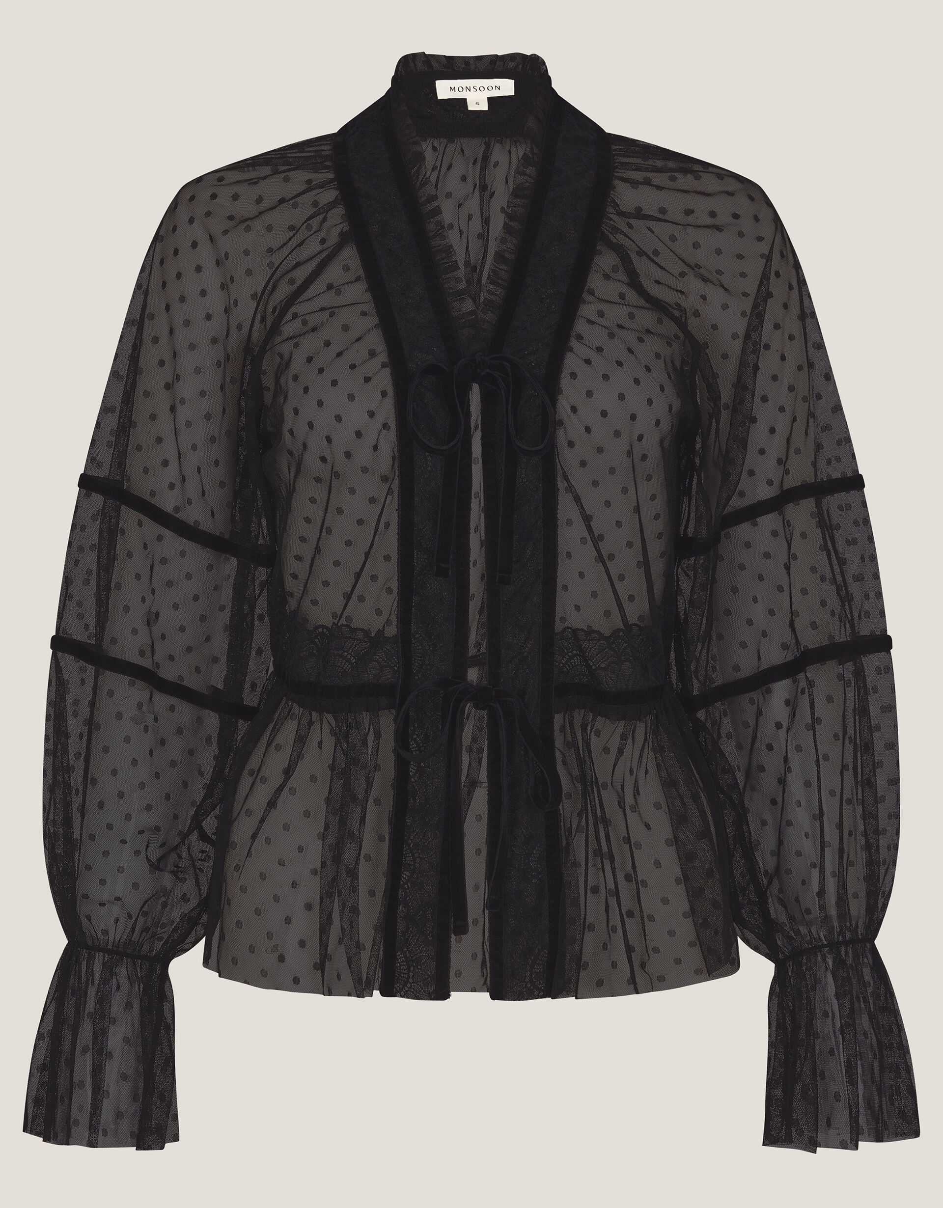 Lina Sheer Polka Dot Lace Blouse Black | Blouses & Shirts