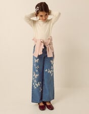 Butterfly Sequin Wide Leg Jeans, Blue (BLUE), large