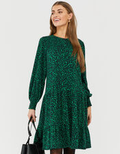 Hulia Printed Jersey Smock Dress with Organic Cotton, Blue (NAVY), large