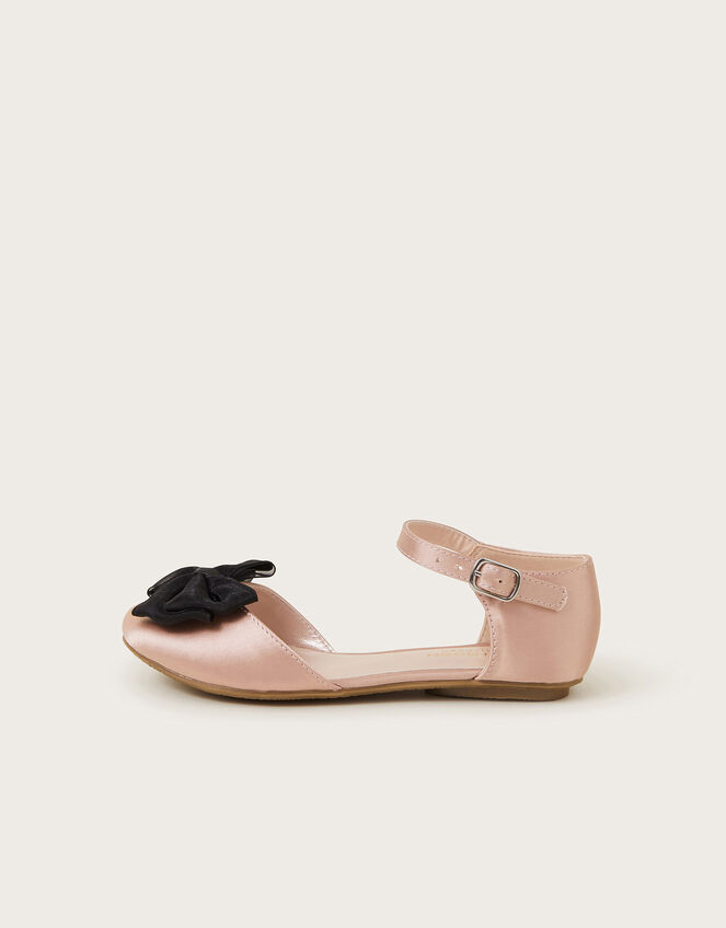 Contrast Bow Two Part Ballet Flats, Pink (PINK), large