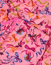 Christmas Bow Print Long Pyjamas Set, Pink (PINK), large
