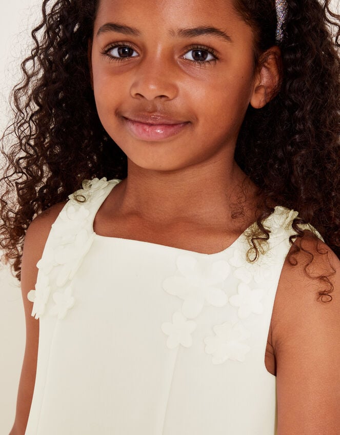 Cheryl 3D Flower Scuba Dress, Ivory (IVORY), large