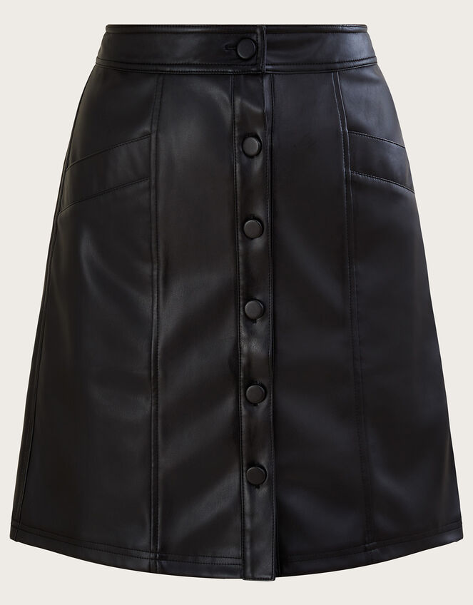 Shirley PU Leather Mini Skirt, Black (BLACK), large