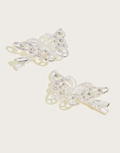 Diamante Butterfly Hair Clip Twinset, , large