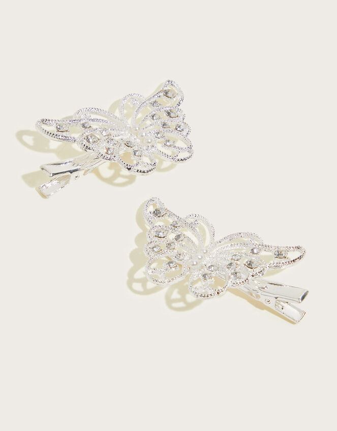 Diamante Butterfly Hair Clip Twinset, , large