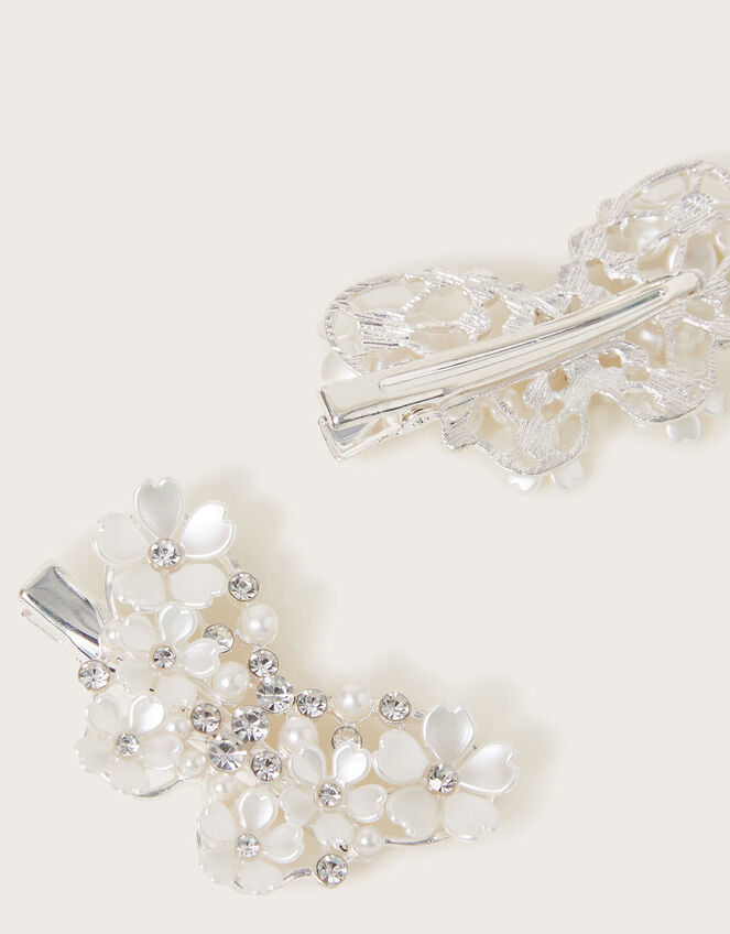 2-Pack Metal Pearl Butterfly Hair Clips, , large