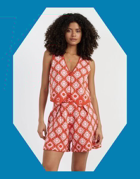 Chinti & Parker Sunflower Waistcoat, RED BRICK, large