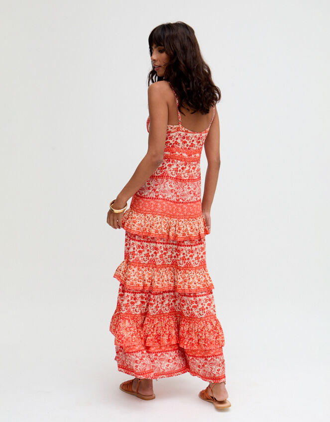 Raffya Feifei Floral Ruffle Maxi Dress, Red (RED), large