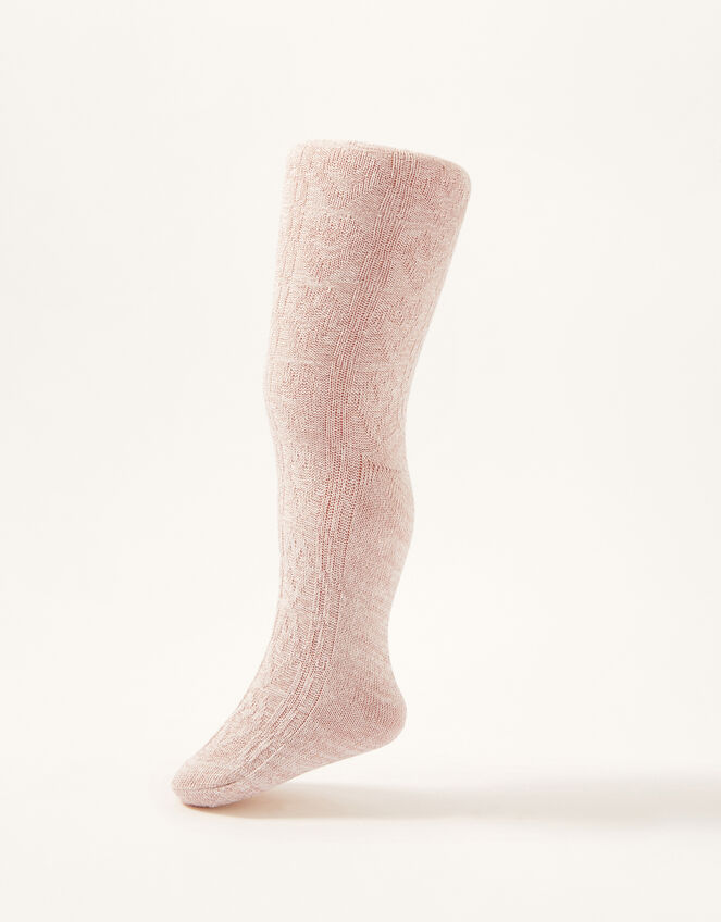 Baby Sparkle Cable Knit Tights, Pink (PINK), large