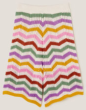 Zigzag Stripe Crochet Culotte Pants, Multi (MULTI), large