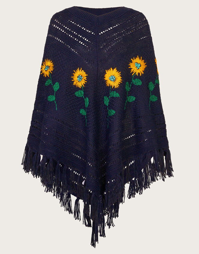 Pia Upcycled Embroidered Poncho, , large