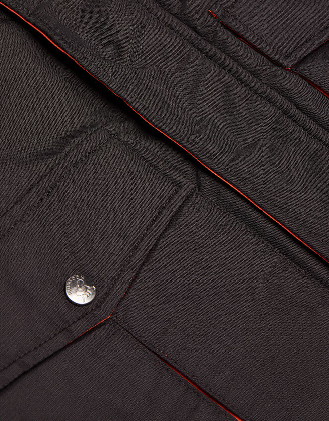 Parka Coat with Contrast Stitch, Black (BLACK), large