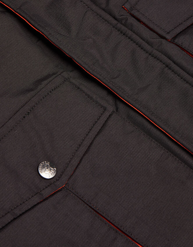 Parka Coat with Contrast Stitch, Black (BLACK), large