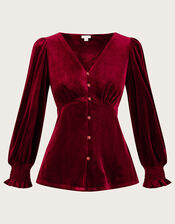 Elizabeth Velvet Tea Top with Recycled Polyester, Red (RED), large
