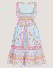 Mermaid Print Halter Dress, Blue (BLUE), large