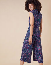 Dione Ditsy Floral Jersey Jumpsuit, Blue (NAVY), large