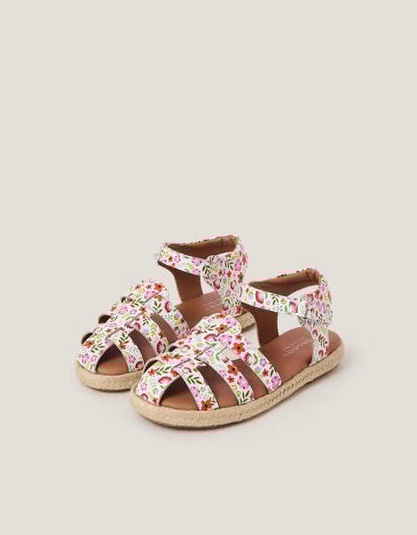 Closed Toe Floral Strappy Sandals, Multi (MULTI), large