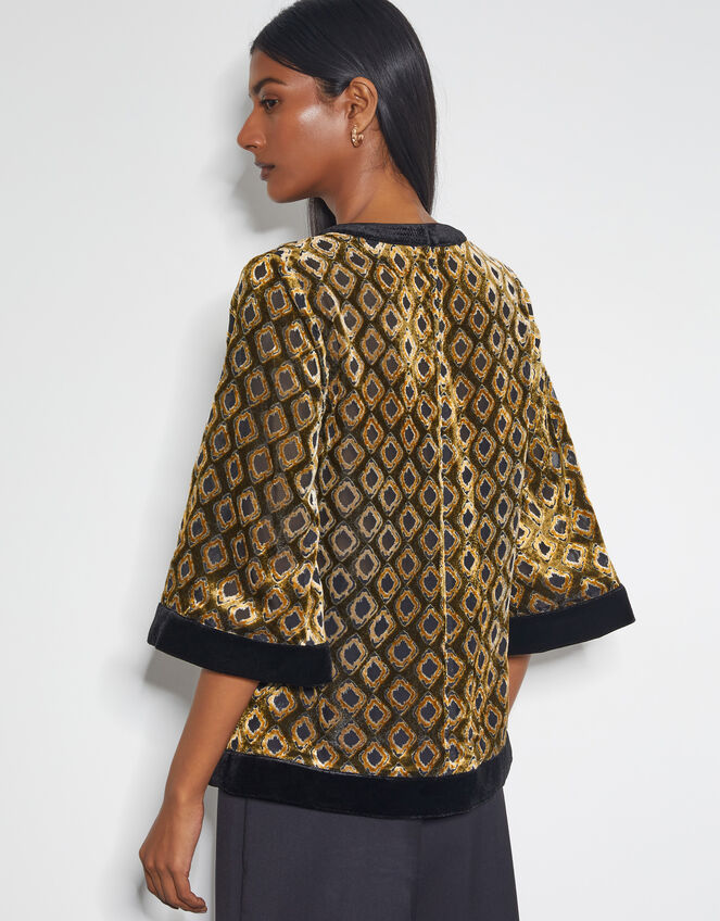 Jade Devor&eacute; Velvet Top, Brown (CHOCOLATE), large