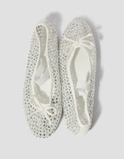 Adia Diamante Mesh Ballet Flats, Ivory (IVORY), large