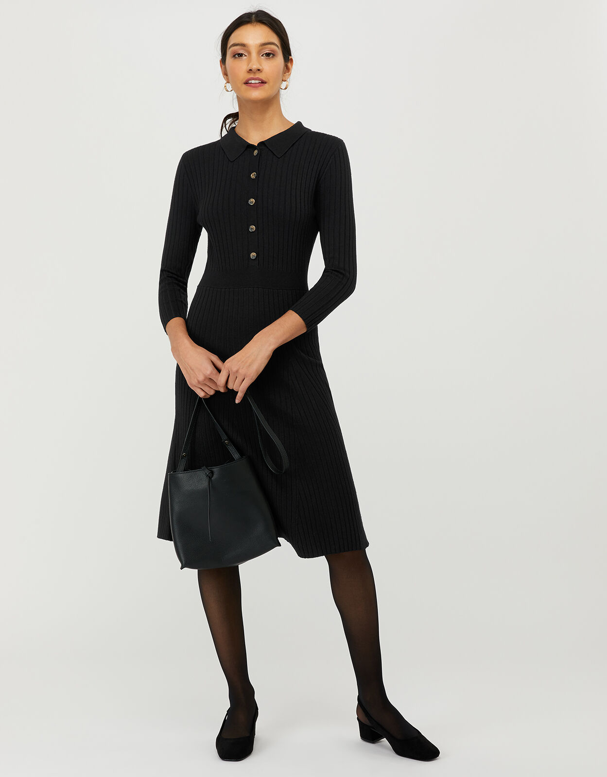 Monsoon black knitted dress top