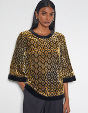 Jade Devor&eacute; Velvet Top, Brown (CHOCOLATE), large