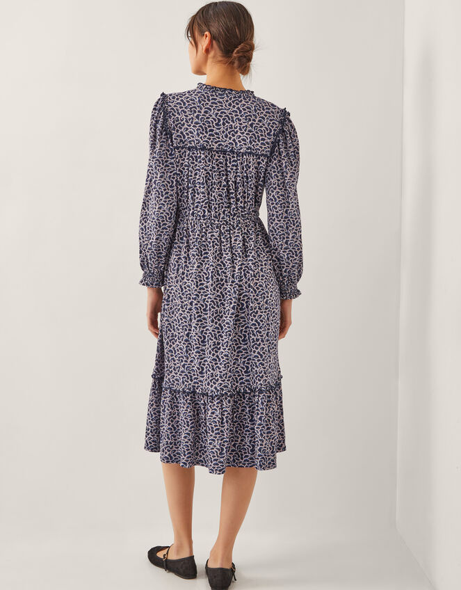 Noiv Scallop Print Jersey Midi Dress, Black (BLACK), large