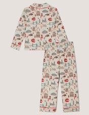 London Print Long Pyjamas Set, Cream (CREAM), large