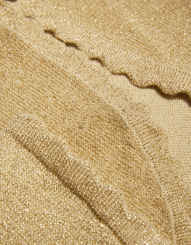 Maeve Sparkle Scallop Cardigan, Gold (GOLD), large