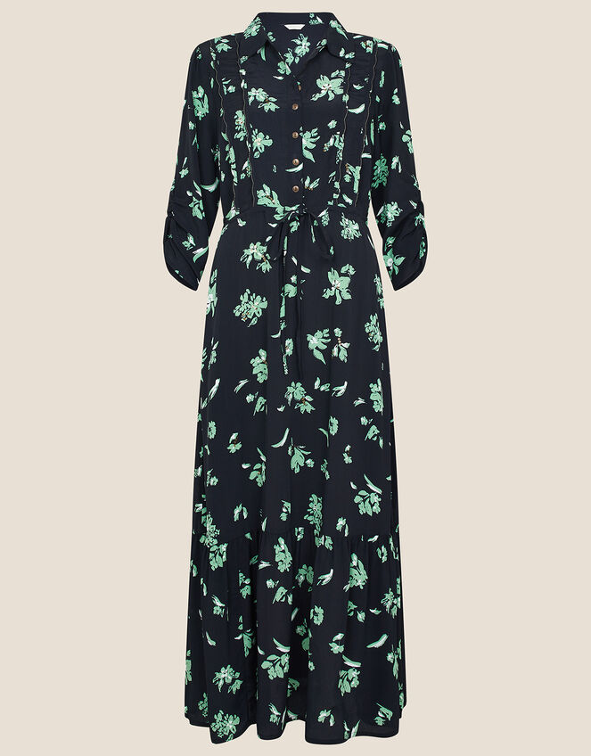 Embellished Floral Midi Dress, Black (BLACK), large