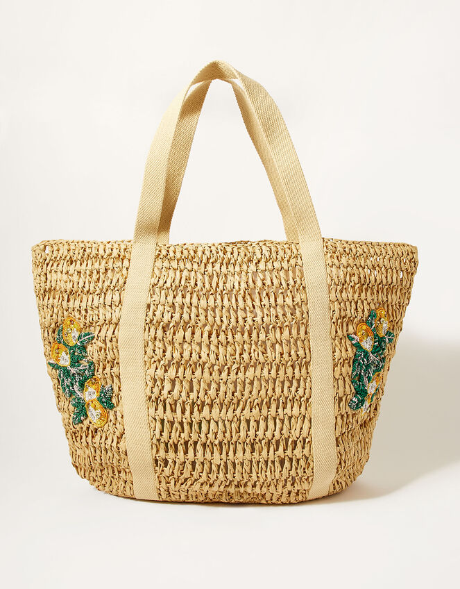 Embellished Crochet Tote, , large
