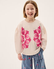 Chain Stitch Long Sleeve Top, Ivory (IVORY), large