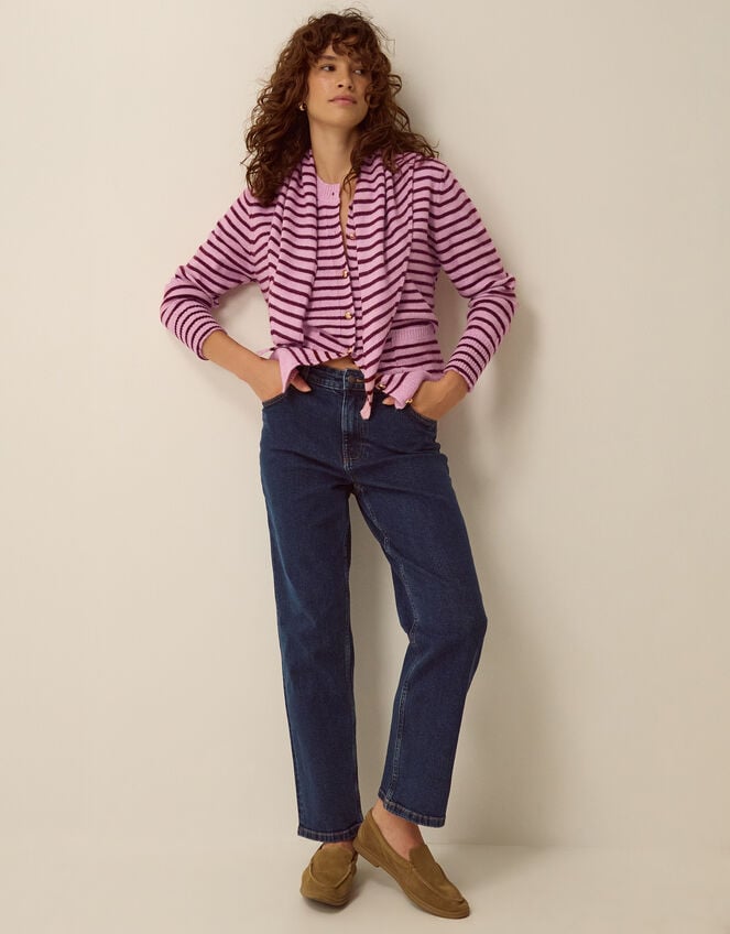 Shola Stripe Cardigan & Scarf, Pink (PINK), large