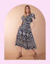 East Brenda Print Midi Dress, Blue (BLUE), large