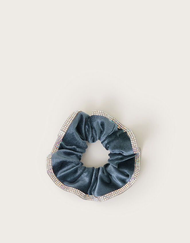 Oversized Diamante Velvet Hair Scrunchie, , large