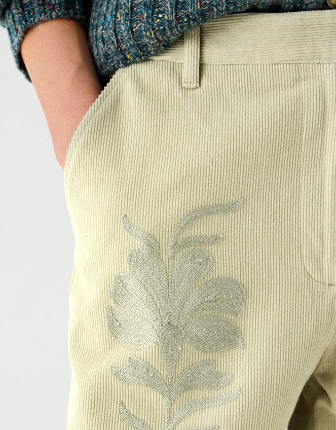 East Astrid Embroidered Corduroy Trousers, Green (SAGE), large