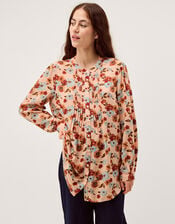 Olive Floral Print Blouse, Ivory (IVORY), large