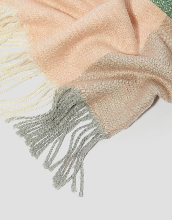 Alma Check Tassel Scarf, , large