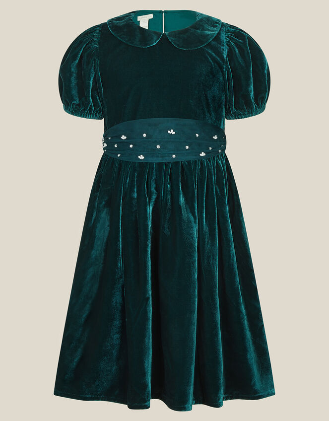 Misty Embellished Velvet Party Dress, Green (GREEN), large